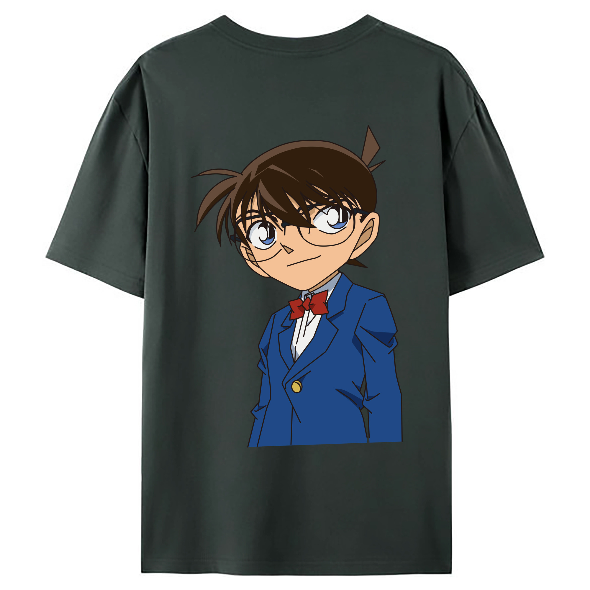 （画像用） 名探偵コナン 江戸川 コナン Detective Conan Conan Edogawa 綿100％ メンズ半袖Tシャツ（バックプリント） 通気性